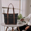 image:imageTote Bag for Women Large Work Shoulder Handbag in Waxed Canvas amp LeatherBlack