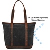 image:imageTote Bag for Women Large Work Shoulder Handbag in Waxed Canvas amp LeatherBlack