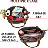 image:imageTote Bag for Women Large Work Shoulder Handbag in Waxed Canvas amp LeatherBlack