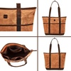 image:imageTote Bag for Women Large Work Shoulder Handbag in Waxed Canvas amp LeatherCognac