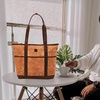image:imageTote Bag for Women Large Work Shoulder Handbag in Waxed Canvas amp LeatherCognac