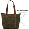 image:imageTote Bag for Women Large Work Shoulder Handbag in Waxed Canvas amp LeatherGreen