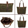image:imageTote Bag for Women Large Work Shoulder Handbag in Waxed Canvas amp LeatherGreen