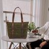image:imageTote Bag for Women Large Work Shoulder Handbag in Waxed Canvas amp LeatherGreen
