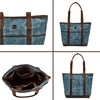 image:imageTote Bag for Women Large Work Shoulder Handbag in Waxed Canvas amp LeatherOcean Blue