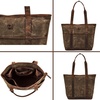 image:imageTote Bag for Women Large Work Shoulder Handbag in Waxed Canvas amp LeatherTaupe