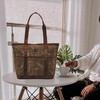 image:imageTote Bag for Women Large Work Shoulder Handbag in Waxed Canvas amp LeatherTaupe