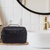 image:imageLeather Toiletry Bag Dopp Kit for Men Women Travel Shaving Pouch OrganiserBlack