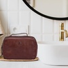 image:imageLeather Toiletry Bag Dopp Kit for Men Women Travel Shaving Pouch OrganiserBrown