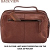 image:imageLeather Toiletry Bag Dopp Kit for Men Women Travel Shaving Pouch OrganiserCognac