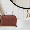 image:imageLeather Toiletry Bag Dopp Kit for Men Women Travel Shaving Pouch OrganiserCognac