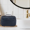 image:imageLeather Toiletry Bag Dopp Kit for Men Women Travel Shaving Pouch OrganiserOcean Blue