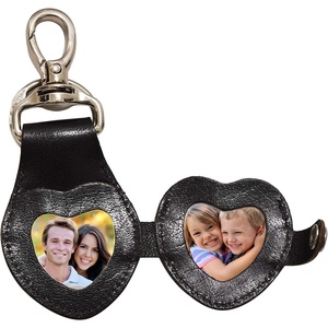 image:imageLeather Keychain Clip Cute Heart Photo Charm Ring Valentine Gift Men WomenBlack Buff Vt