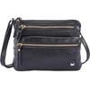 image:imageSmall Leather Crossbody Bag for Women Adjustable Sling Purse Multi PocketBlack Nappa