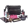 image:imageSmall Leather Crossbody Bag for Women Adjustable Sling Purse Multi PocketBlack Washed Vintage