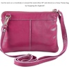 image:imageSmall Leather Crossbody Bag for Women Adjustable Sling Purse Multi PocketFuchsia Pink Nappa