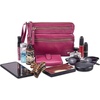image:imageSmall Leather Crossbody Bag for Women Adjustable Sling Purse Multi PocketFuchsia Pink Nappa