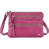 image:imageSmall Leather Crossbody Bag for Women Adjustable Sling Purse Multi PocketFuchsia Pink Nappa