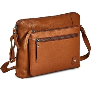 image:imageLeather Crossbody Bags for Women Small Soft Genuine Pebbled Sling Shoulder Handbag Crossover Purse with Full Adjustable Strap Cognac NappaCognac Nappa