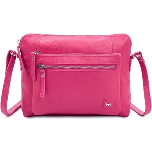 image:imageLeather Crossbody Bags for Women Small Soft Genuine Pebbled Sling Shoulder Handbag Crossover Purse with Full Adjustable Strap Cognac NappaHot Pink Nappa