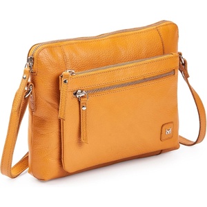 image:imageLeather Crossbody Bags for Women Small Soft Genuine Pebbled Sling Shoulder Handbag Crossover Purse with Full Adjustable Strap Cognac NappaMustard Nappa