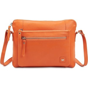 image:imageLeather Crossbody Bags for Women Small Soft Genuine Pebbled Sling Shoulder Handbag Crossover Purse with Full Adjustable Strap Cognac NappaOrange Nappa