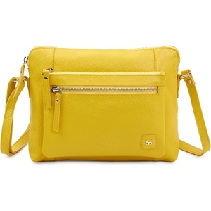 image:imageLeather Crossbody Bags for Women Small Soft Genuine Pebbled Sling Shoulder Handbag Crossover Purse with Full Adjustable Strap Cognac NappaYellow Nappa