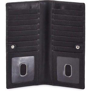 image:imageLong Wallet for Men Women Leather Slim Bifold RFID Blocking Card HolderBlack Crazy Horse