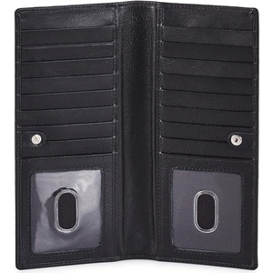 image:imageLong Wallet for Men Women Leather Slim Bifold RFID Blocking Card HolderBlack Nappa
