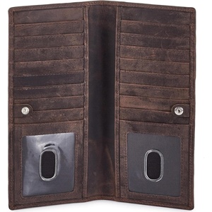 image:imageLong Wallet for Men Women Leather Slim Bifold RFID Blocking Card HolderCoffee Crazy Horse