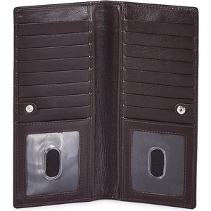 image:imageLong Wallet for Men Women Leather Slim Bifold RFID Blocking Card HolderCoffee Nappa