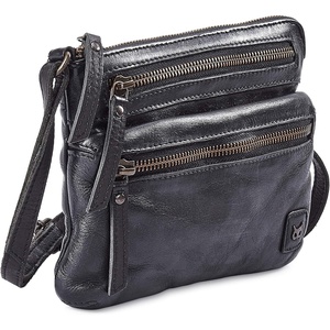 image:imageSmall Leather Crossbody Bag for Women Adjustable Sling Purse Multi PocketBlack Washed Vintage