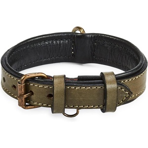 image:imageLeather Dog Collar Padded Soft Interiors Premium Vintage Look HandcraftedOlive